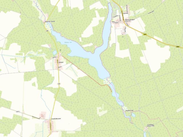 Umgebungsskizze - Über 1,4 ha Gehölz- und Wegefläche nahe des ´Oelsener Sees´ im Schlaubetal