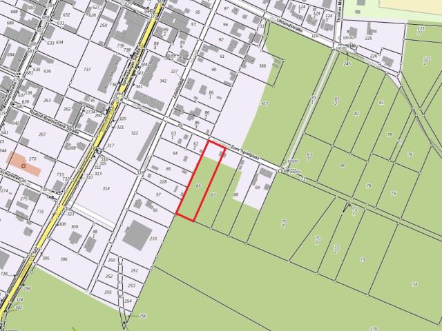 Umgebungsskizze - Grundstück im Innenbereich mit verpachteter Garage in ruhiger Wohnlage im Lausitzer Seenland