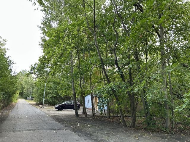 Blick Richtung Verkaufsgegenstand und auf die Umgebung - Innenbereichsgrundstück mit Garage in ruhiger Wohnlage im Lausitzer Seenland