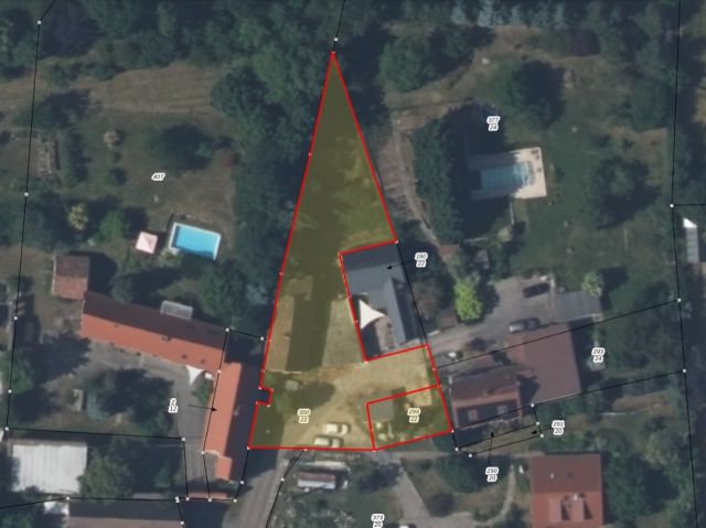 Lageskizze mit Luftbildunterlegung - Ruinöses Wohnhaus mit ehemaliger Garage nahe der B180 & unweit der Landesgrenze zu Thüringen