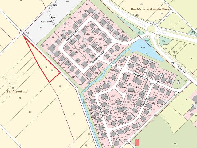 Umgebungsskizze - Ackerfläche gegenüber einer Wohnsiedlung in Koslar ca. 50 km westlich von Köln