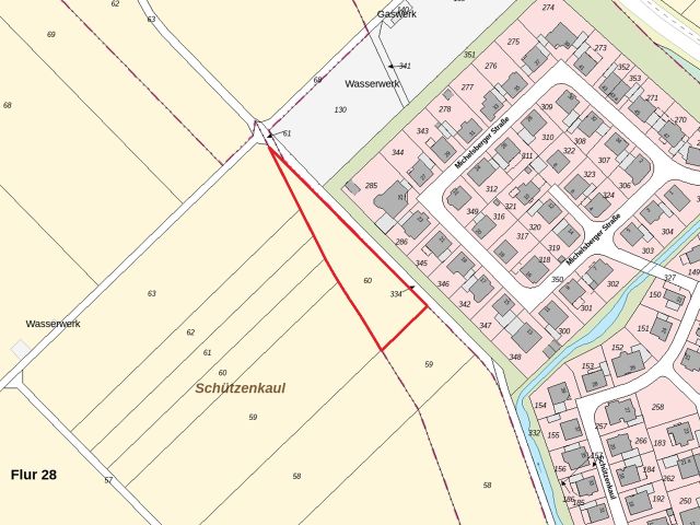 Lageskizze - Ackerfläche gegenüber einer Wohnsiedlung in Koslar ca. 50 km westlich von Köln
