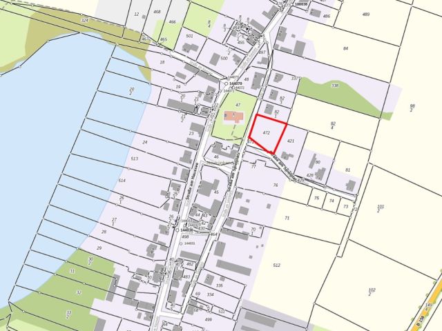 Lageskizze mit Umgebung - Grundstück im Ortskern & Innenbereich gemäß § 34 BauGB *direkte Lage neben der alten Dorfkirche + nahe dem Haussee*