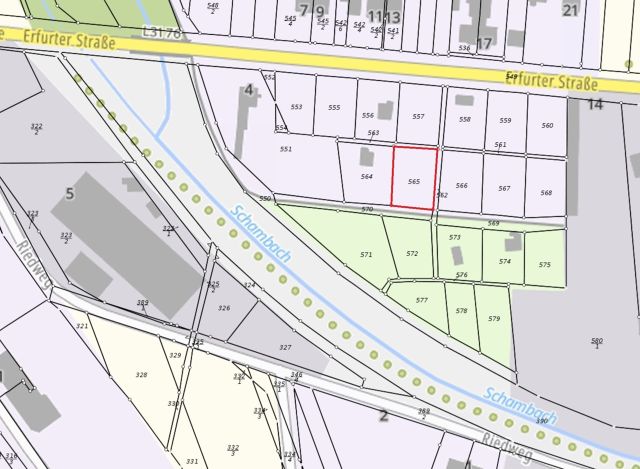 Lageskizze - Vertragslos genutztes Grundstück innerhalb einer Gartenanlage **etwa 30 km von der Erfurter Altstadt entfernt**