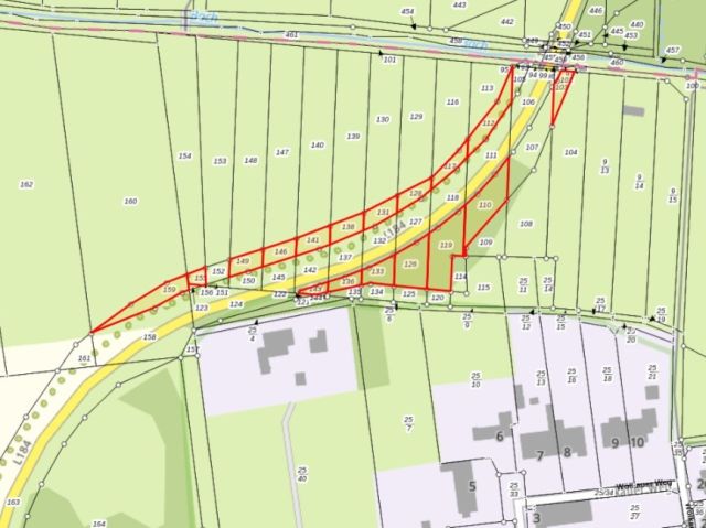 Lageskizze - Straßenbegleitende, überwiegend mit Gehölzen bewachsene Flächen an der L184