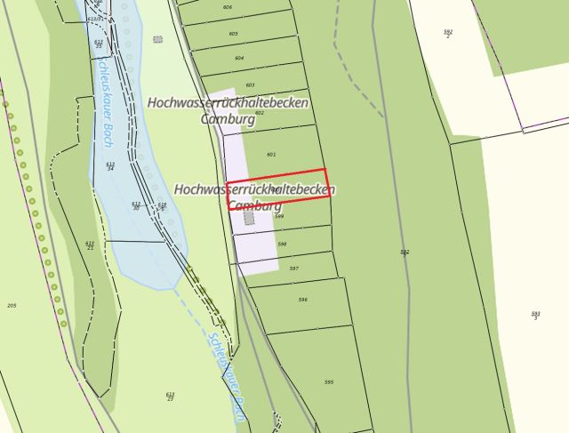 Lageskizze - Vertragsfreie naturbelassene Fläche zwischen Erholungsgrundstücken mit älterer Bebauung südwestlich der Burg Camburg