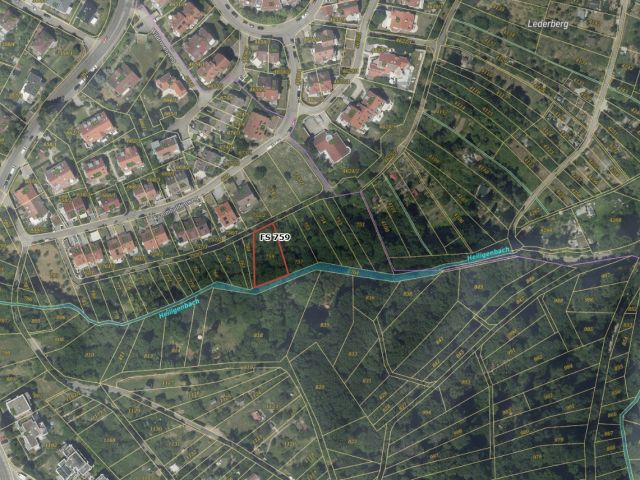 Umgebungsskizze - Fläche für Freizeitgärten: Ufergrundstück am ´Heiligenbach´ neben Wohnbebauung in Stuttgart-Heumaden