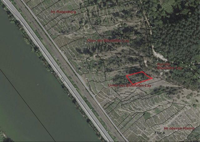 Lageskizze mit Umgebung und Luftbildunterlegung - Vertragsfreies Grundstück in der Weinlage ´Winningen-Uhlen´ **östlich der ´Mosel´ und nahe der Moseltalbrücke**