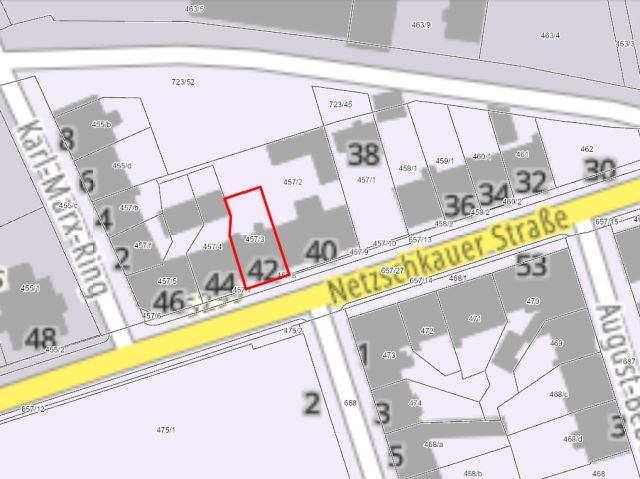 Lageskizze - Leerstehendes, stark sanierungsbedürftiges Mehrfamilienhaus **etwa 1,5 km vom Schloss Netzschkau entfernt**