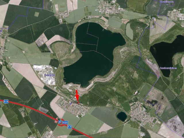 Umgebungsskizze - Leerstehende Doppelhaushälfte ca. 1 km südlich des ´Concordia-Sees´ und ca. 50 km südwestlich der Landeshauptstadt Magdeburg