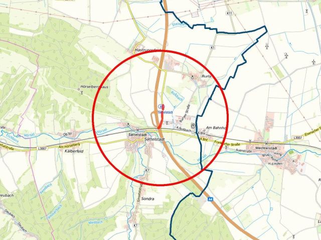 Lageskizze mit Umgebung - 4 Grundstücke (u. a. Straßen- und Straßenrandbegleitflächen) **teilweise vertragslose Nutzung**