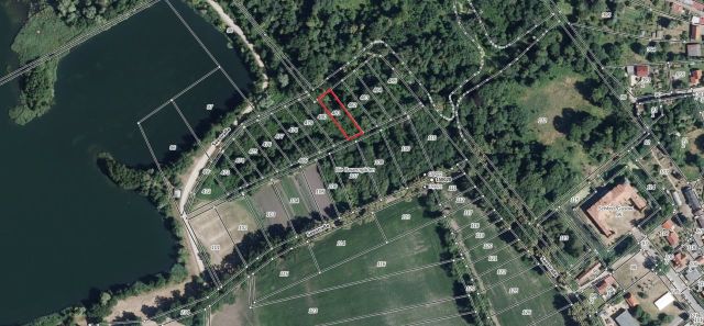 Lageskizze mit Luftbildunterlegung - Flurstück 481 - Vertragsfreie Waldfläche nahe dem Baggersee & dem Schloss Gusow